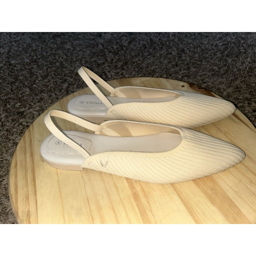 VIVAIA Aria 5 Light Beige Sling Back Pointed Toe  Ballet Flats  39/US  8.5 - Picture 3 of 11